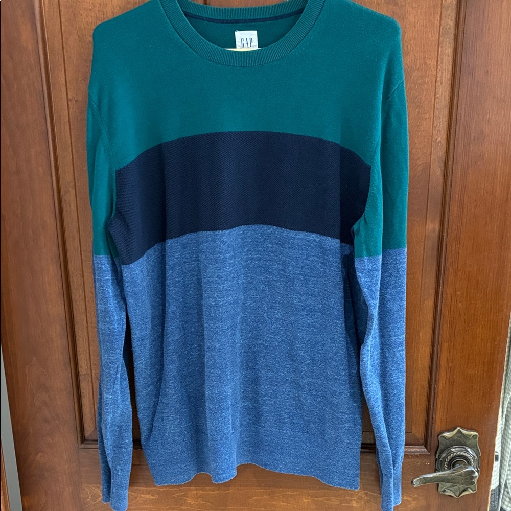 GAP Men's Crewneck Sweater - Teal, Navy, Heather Blue